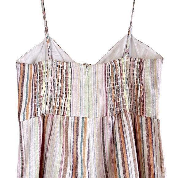 6 Shore Road Linen Jumpsuit Womens Size S Stripe Cutout Bandeau Boho Vacation - Picture 3 of 12